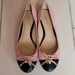 Coach fancy nude pink black toe flats